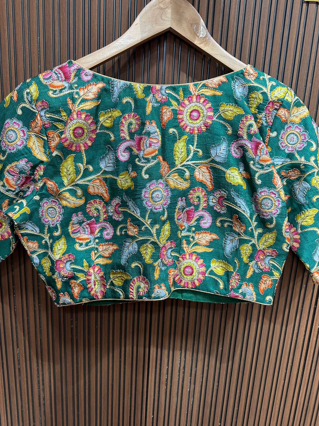 Green kalamkari stiched blouse L to XXL size