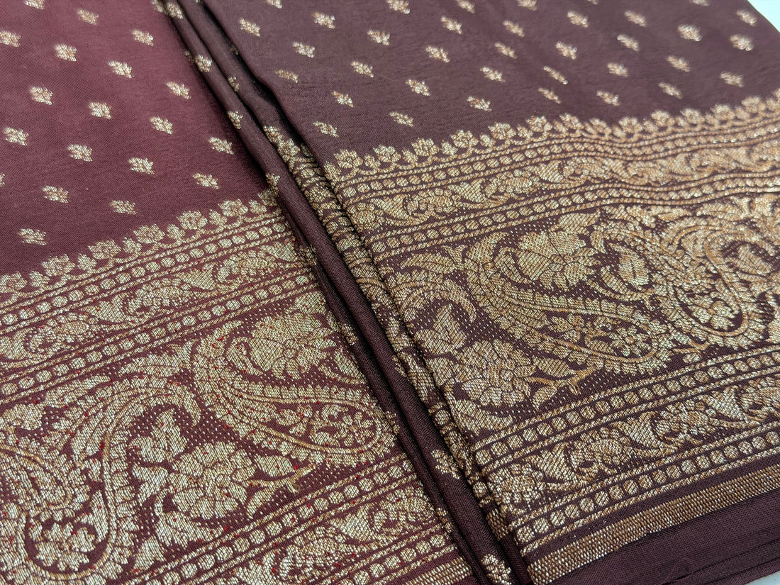 Deep coffee brown banaras blouse material 1 mtr