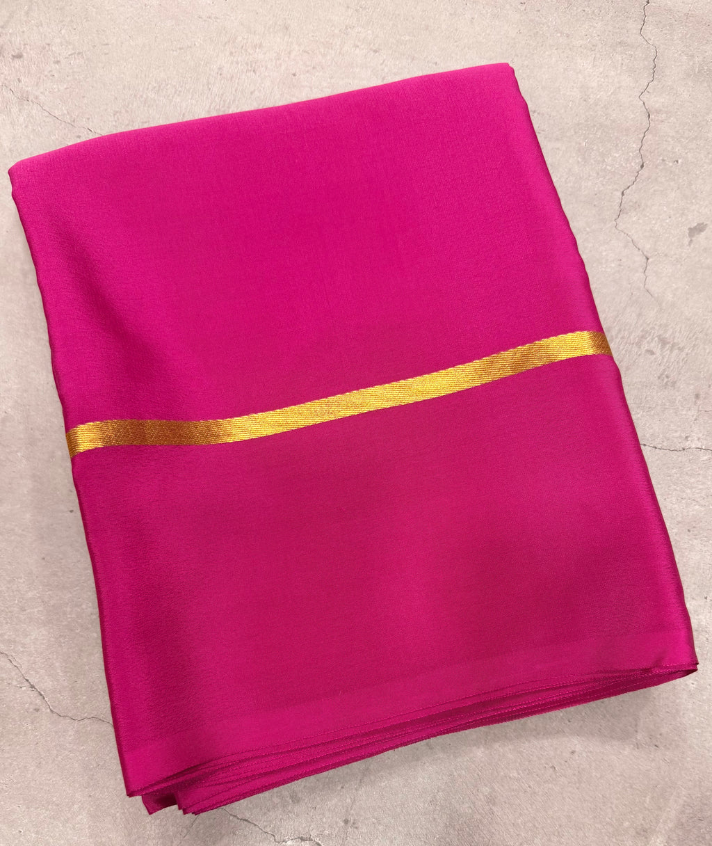 Light pink self border pure Mysore silk crepe saree