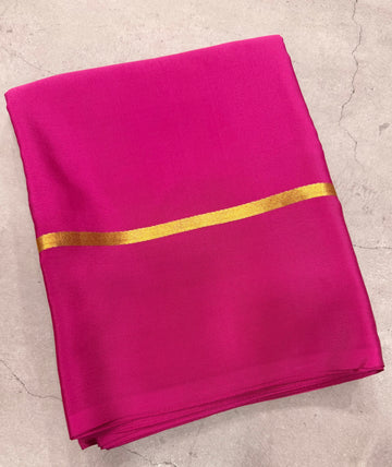 Light pink self border pure Mysore silk crepe saree
