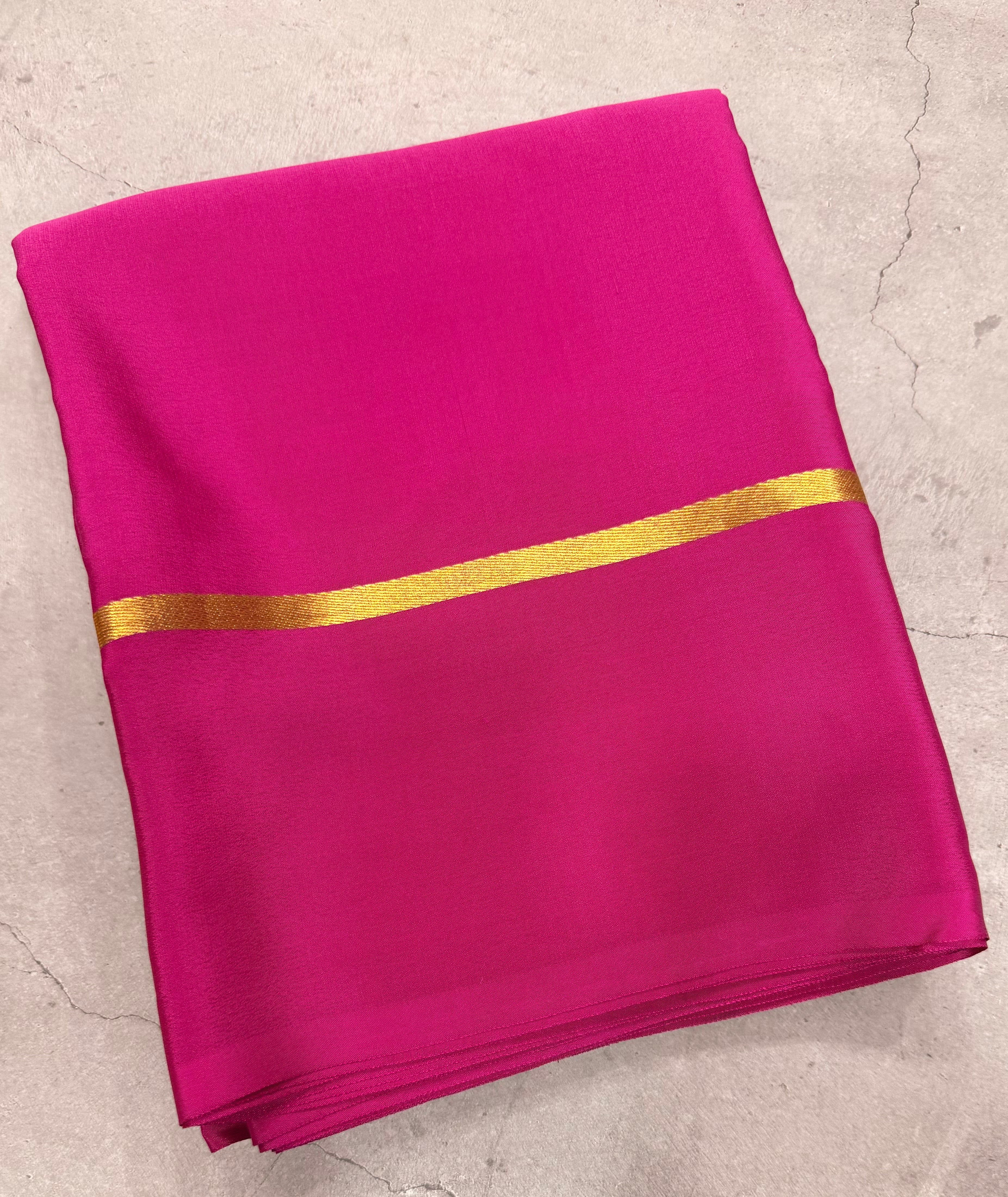 Light pink self border pure Mysore silk crepe saree