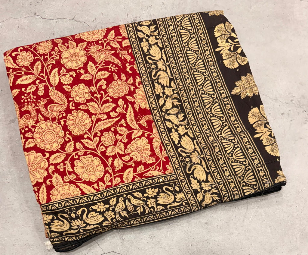 Red n black Kalamkari digital print 107 casual saree