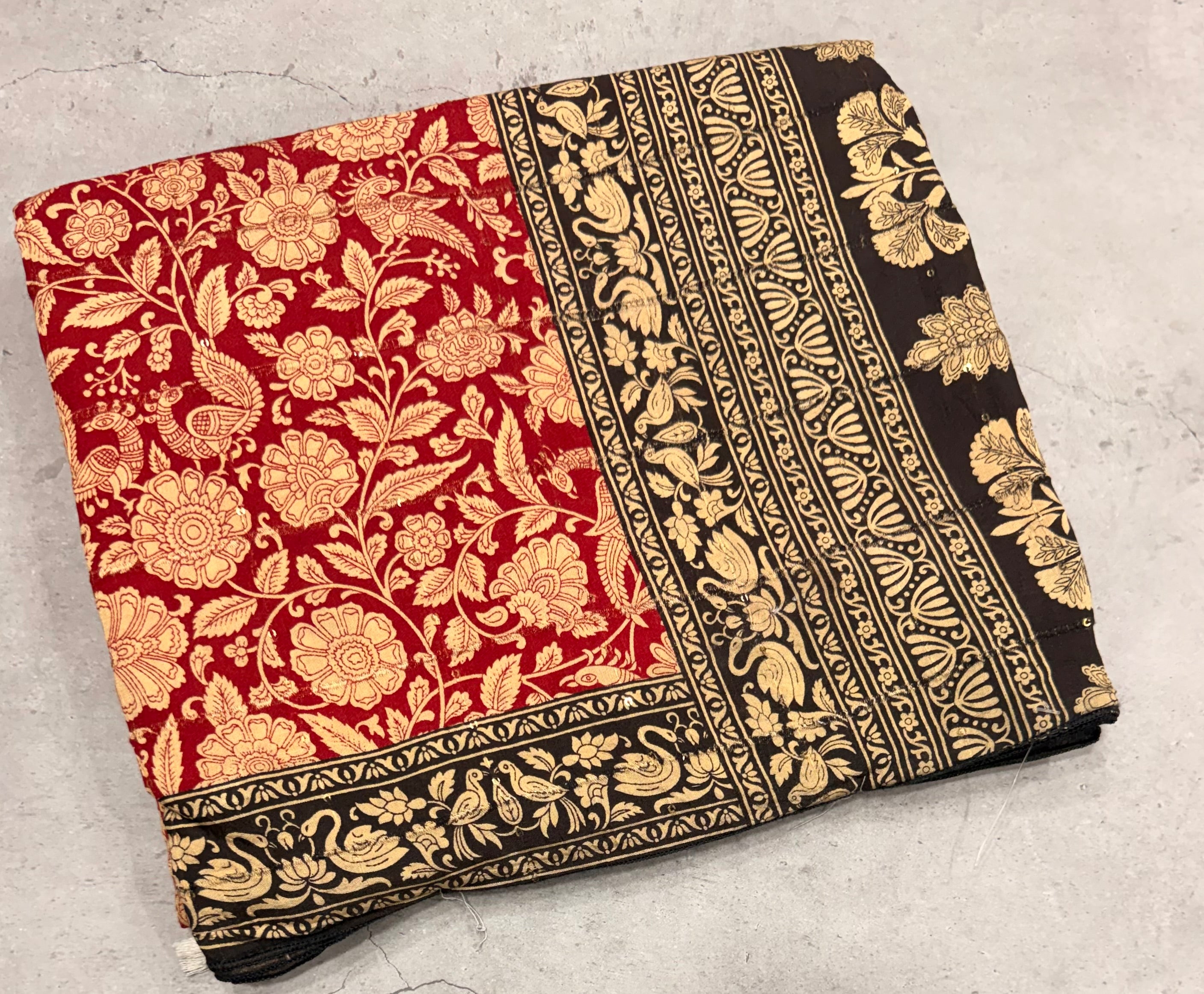 Red n black Kalamkari digital print 107 casual saree