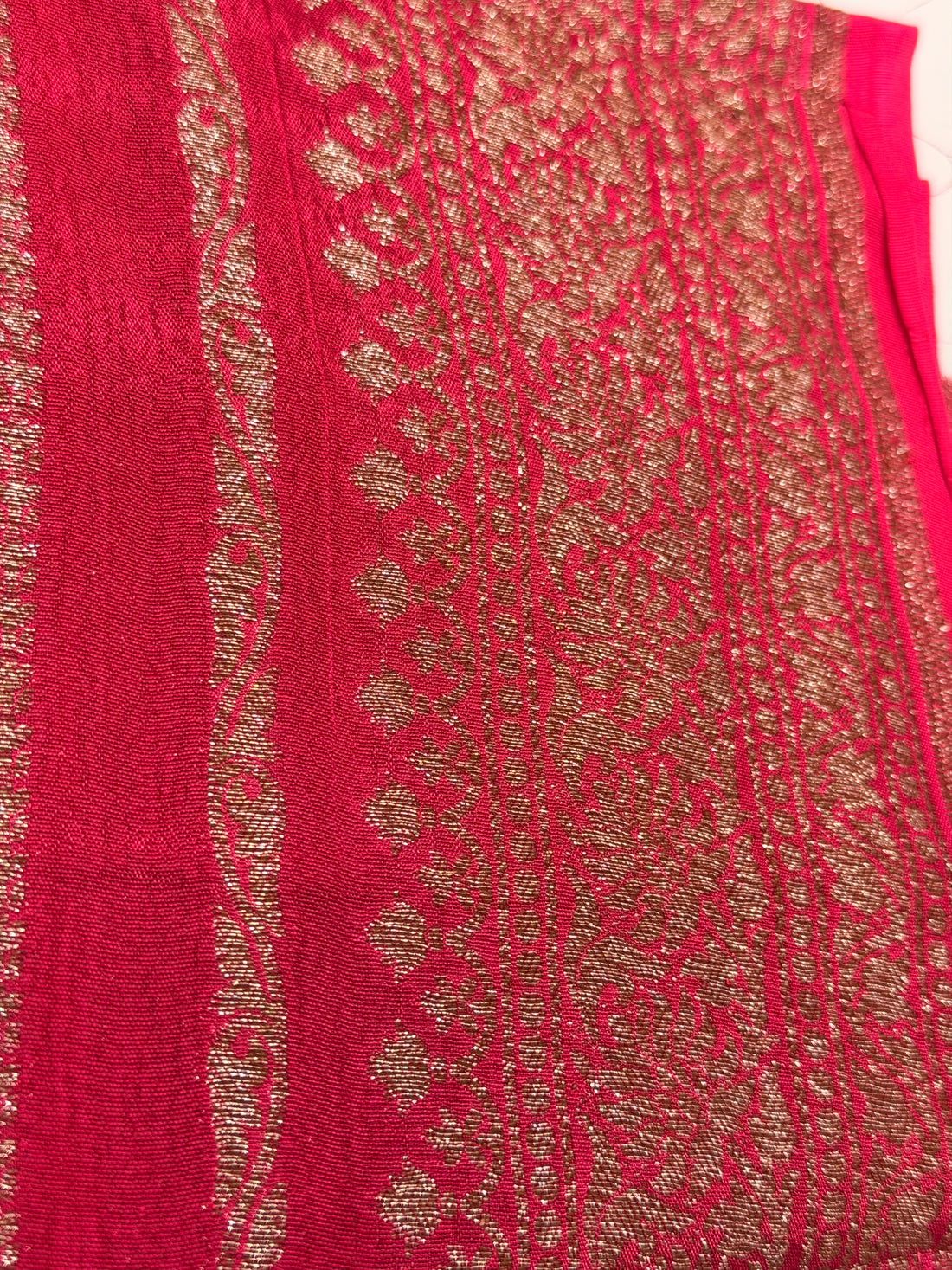 Red stripe banaras blouse material 1 mtr