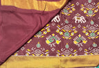 Dark brown small border tusser Paithani saree