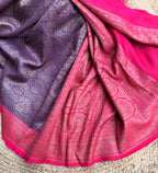 Purple n pink semi Banarasi crepe saree