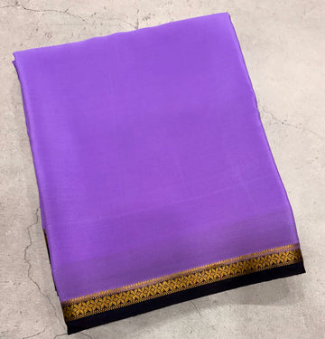 Violet one inch border pure Mysore silk crepe saree