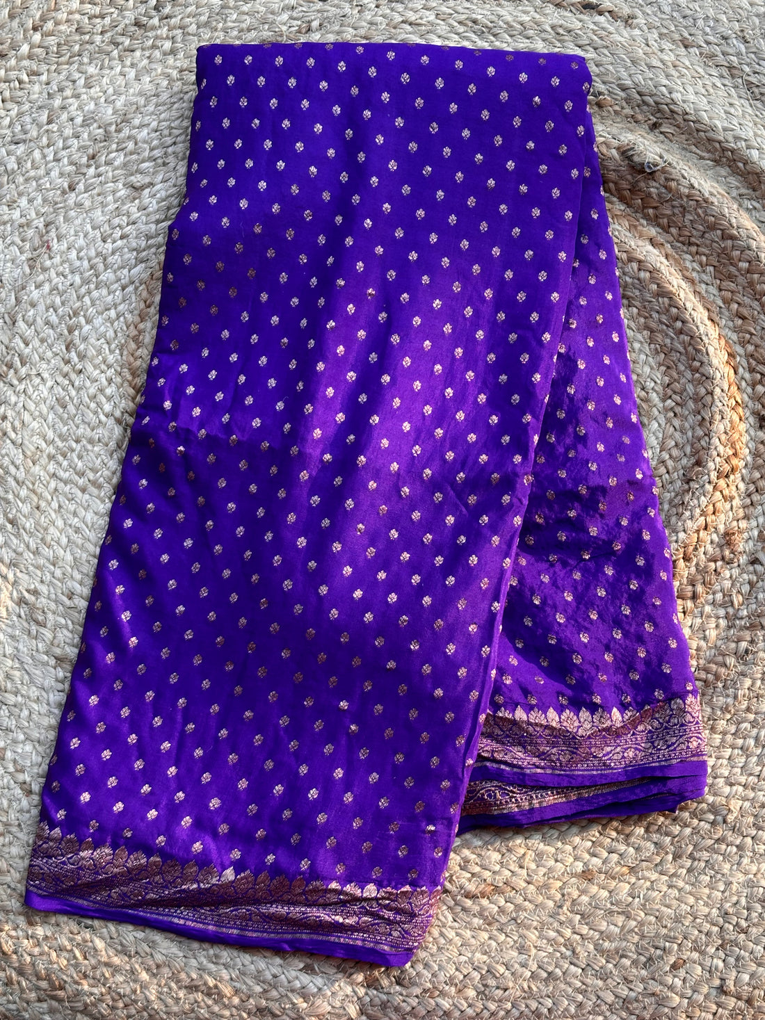 Deep purple pure crepe banaras silk sarees