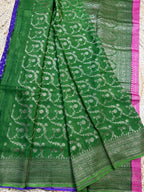3D pattern purple and pink and green crepe chiffon sarees.