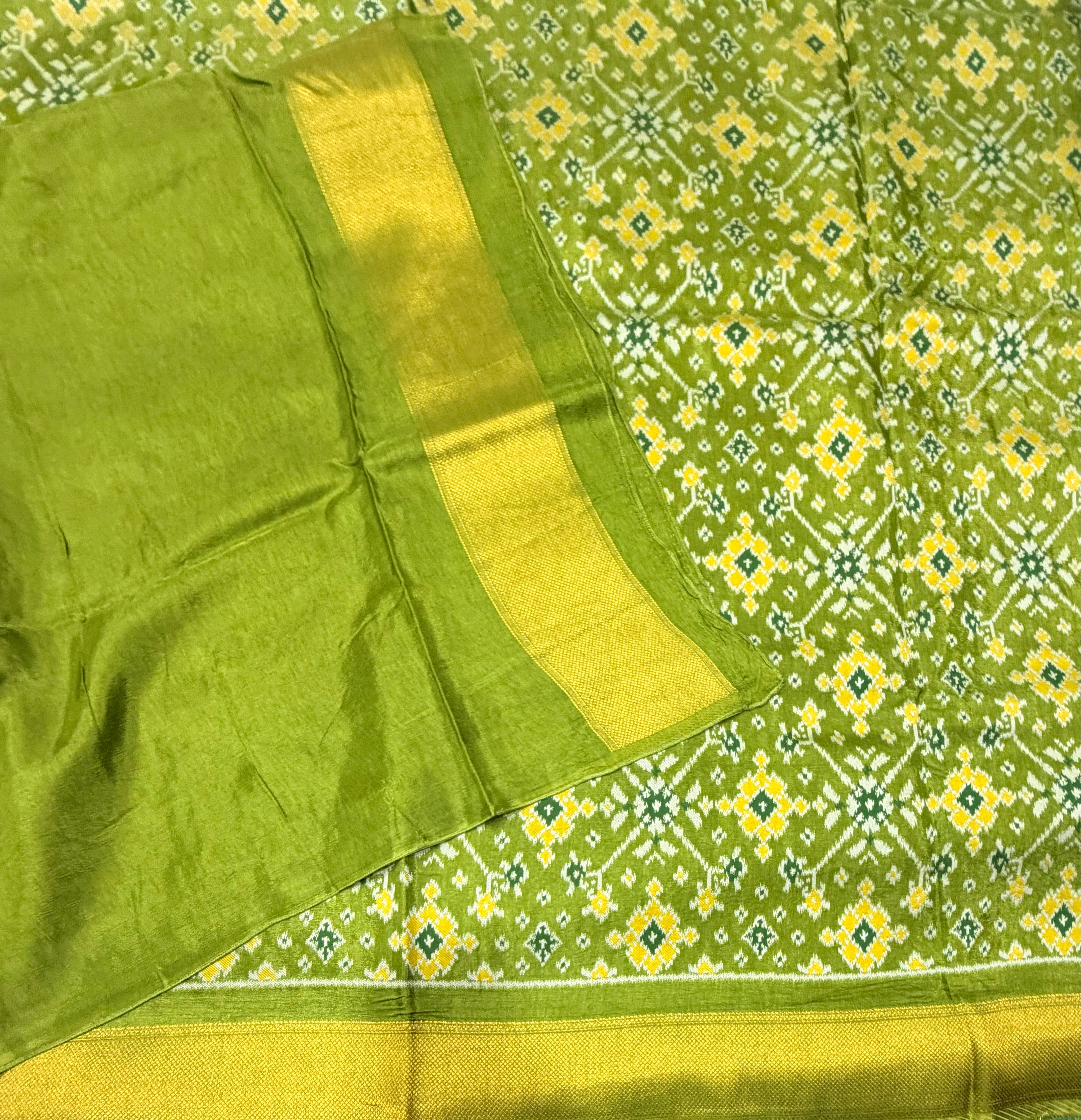 Light green small border tusser Paithani saree