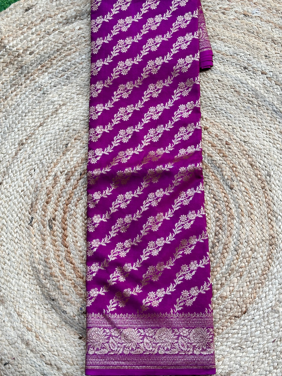 Mejentha purple jaal Banarasi crepe chiffon