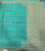 Pastel blue stripes pure benarasi crepe silk saree