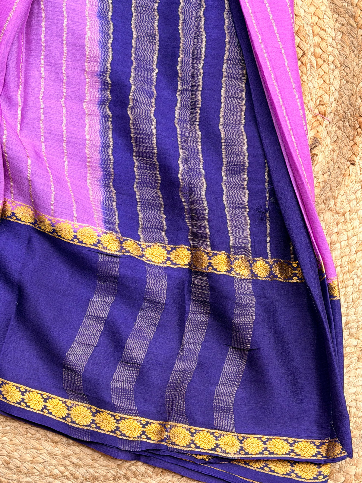 Lavender and purple pure wrinkle crepe silk certified