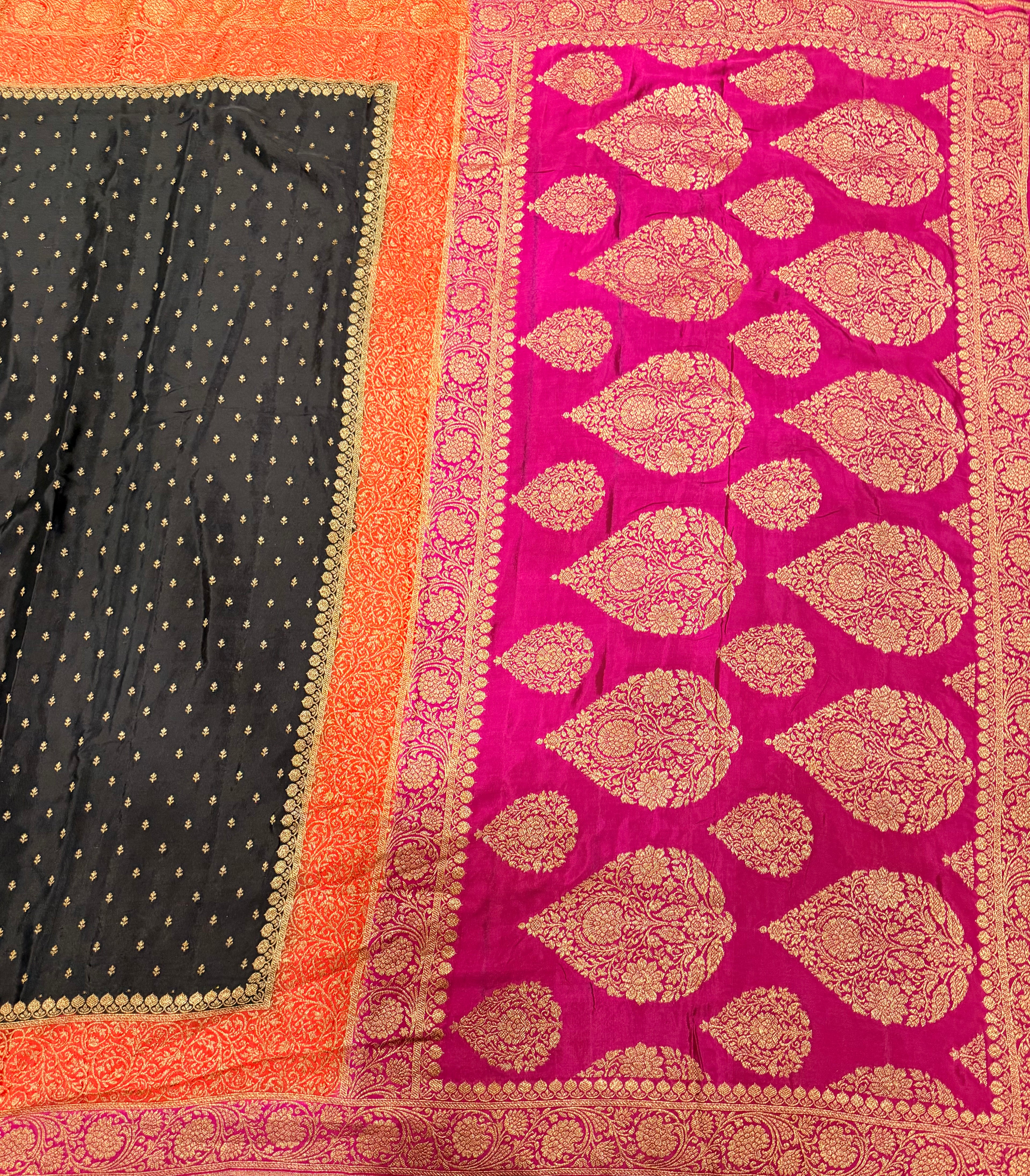 Black 3D pure benarasi crepe silk saree