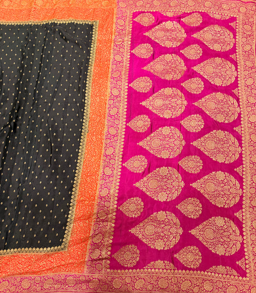 Black 3D pure benarasi crepe silk saree
