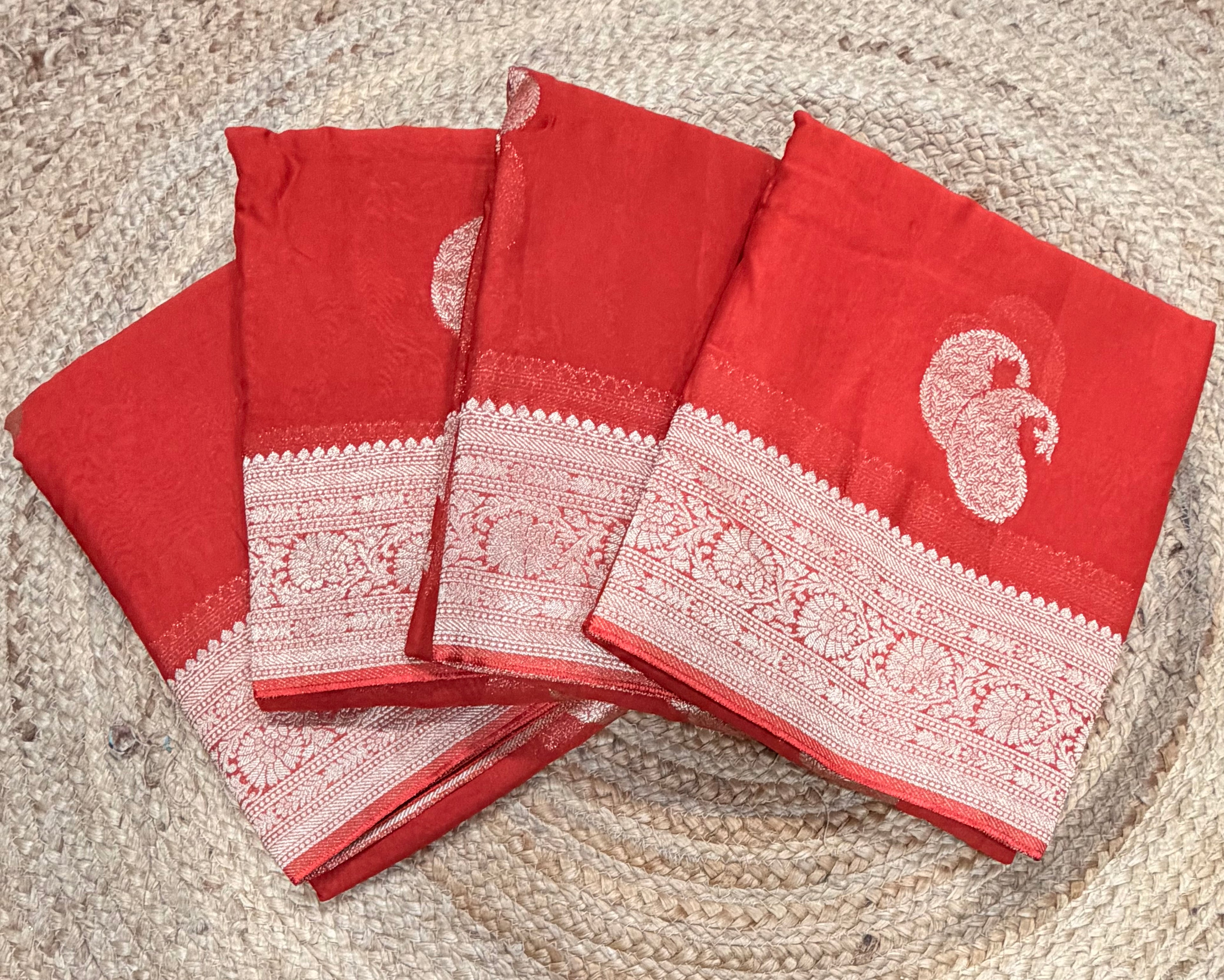 Rust orange mango Butta georgette small border saree