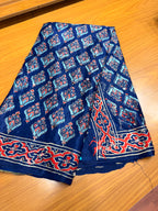 Blue ajrak modal mirror work with  tissue pallu