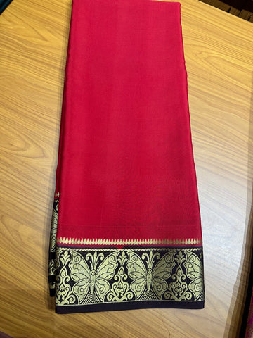 Red with coffee brown butterfly border 120 gsm