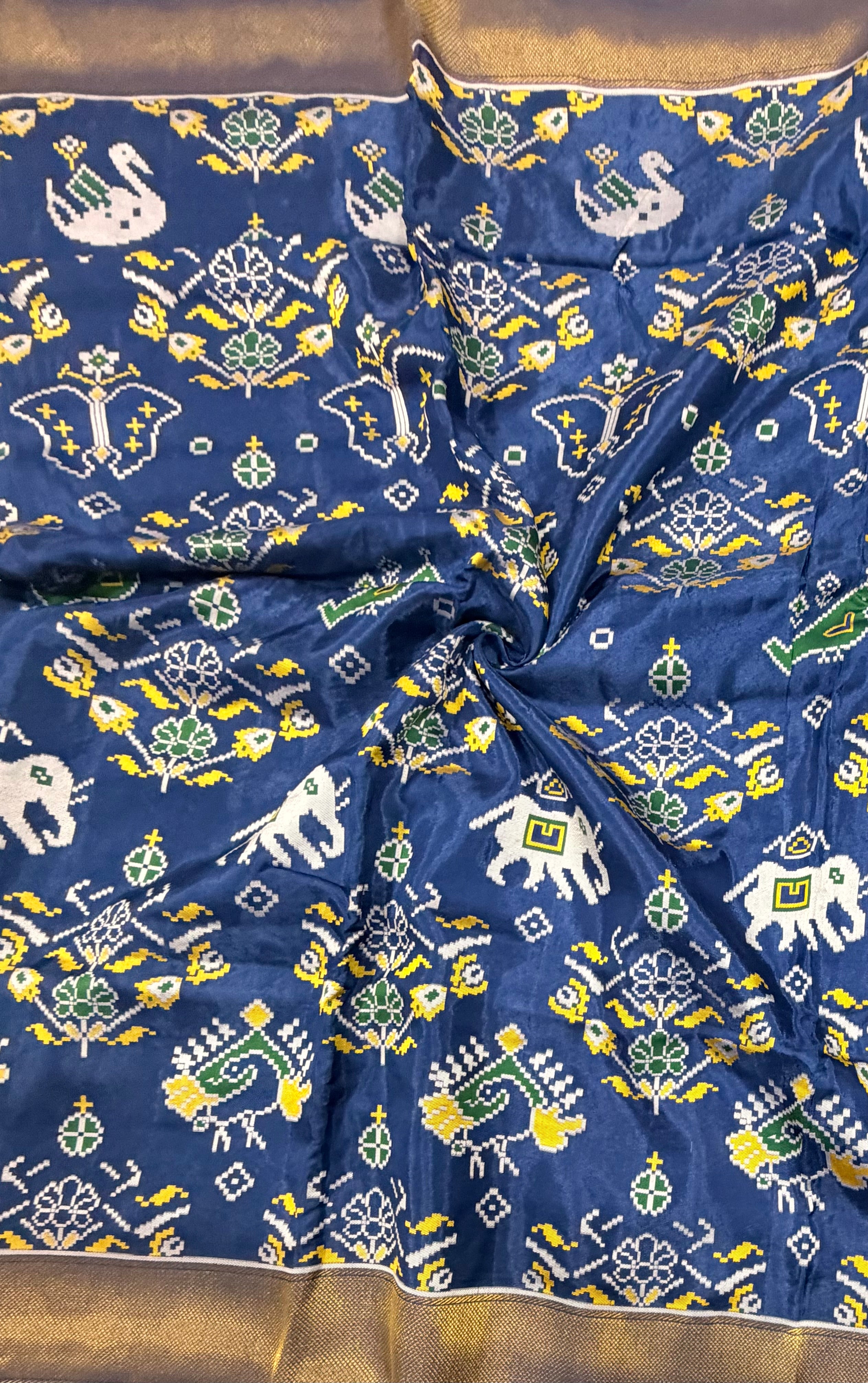 Blue small border tusser Paithani saree