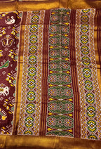 Dark brown small border tusser Paithani saree