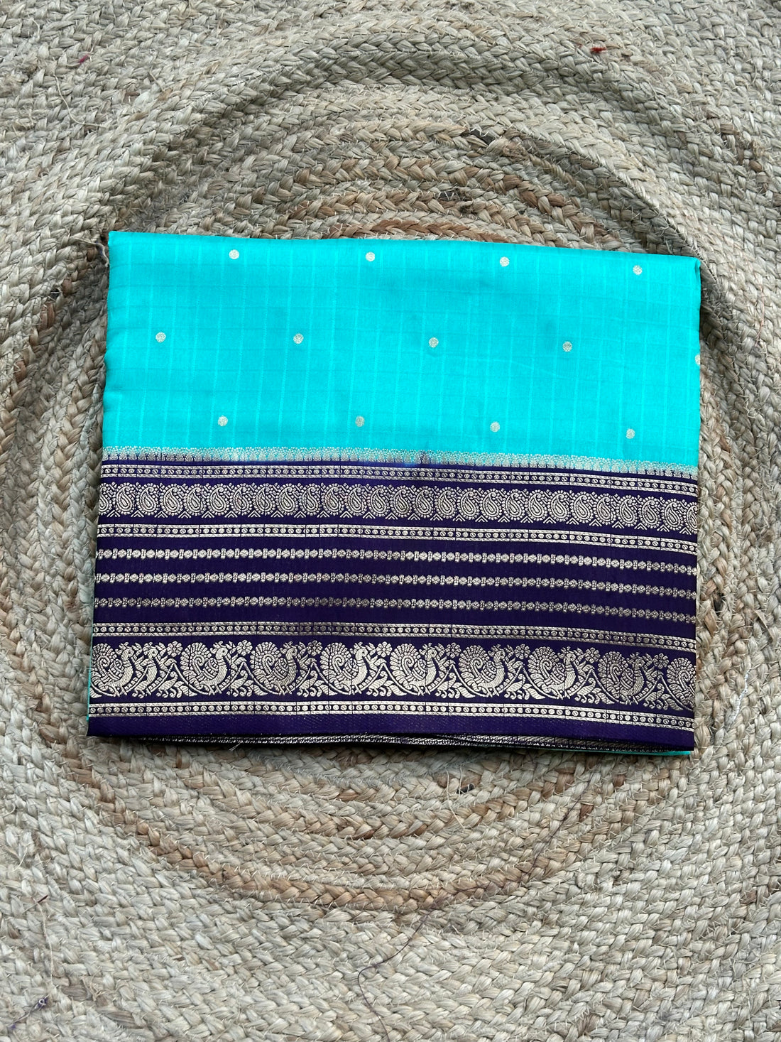 Distemper blue with purple dola silk