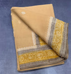 Beige 3D Banarasi pure khadi chiffon saree sliver zari saree