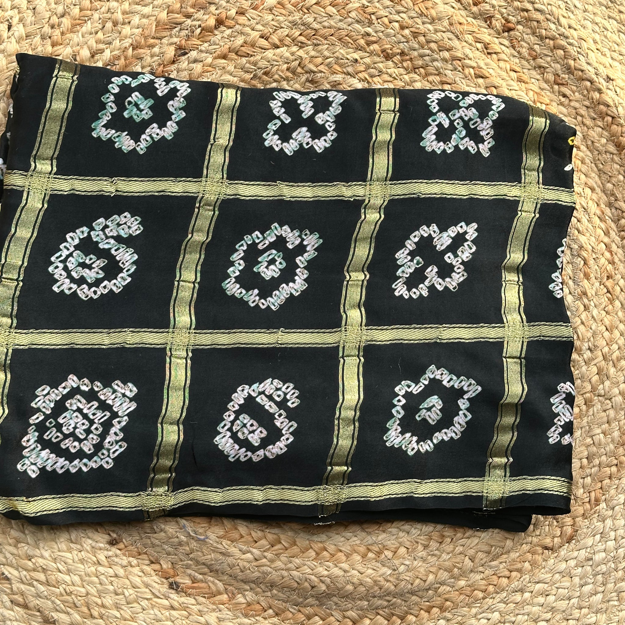 Black pure gajji silk Bandini prints blouse