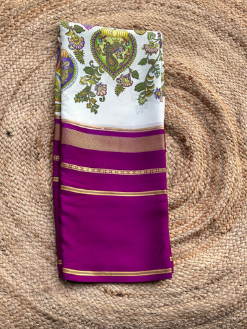 Brijal purple with digital kalamkari prints 120 gsm