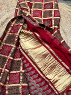Pure Ajrak block prints modal silk sarees