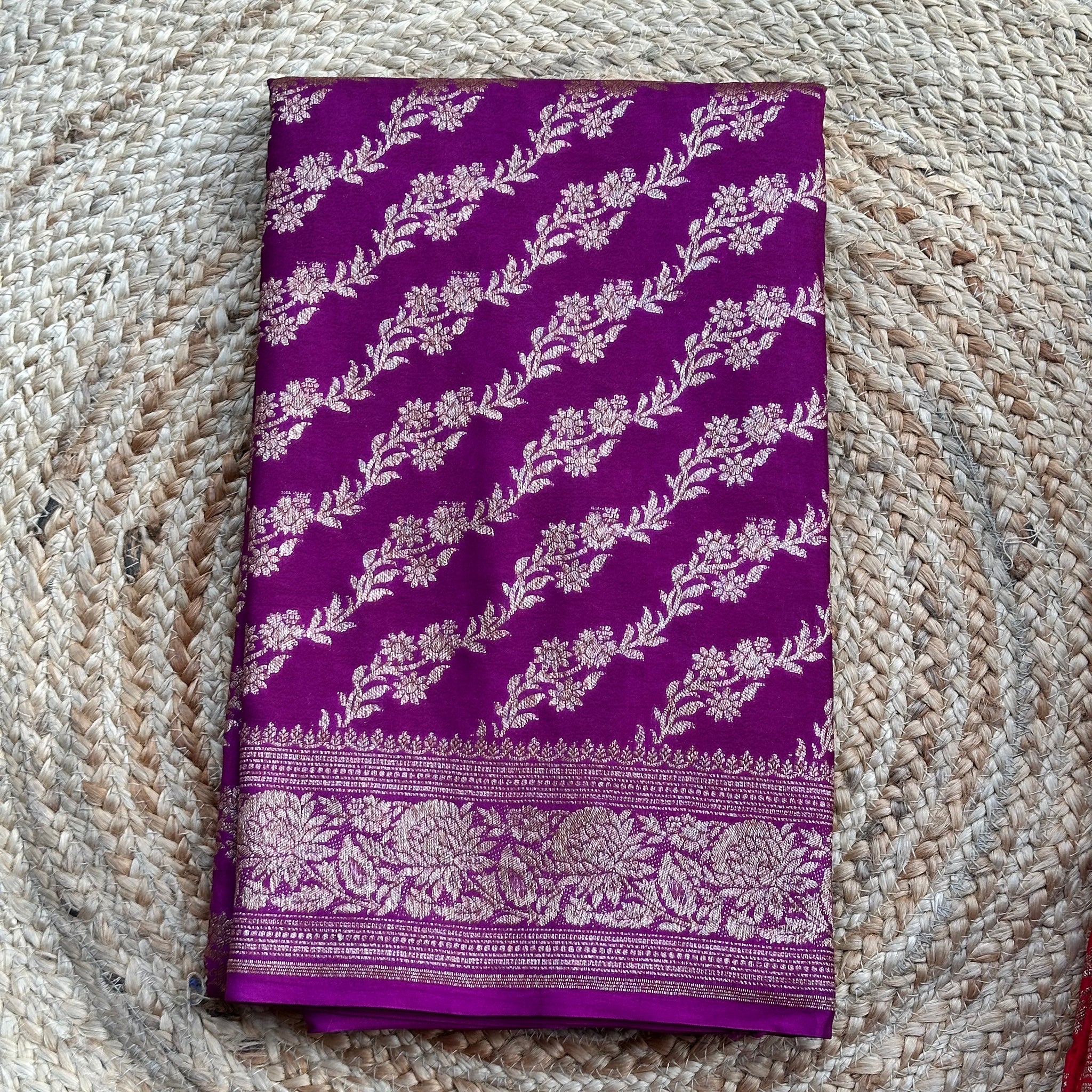 Mejentha purple jaal Banarasi crepe chiffon