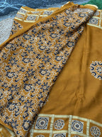 Mustard pure modal Ajrak sarees