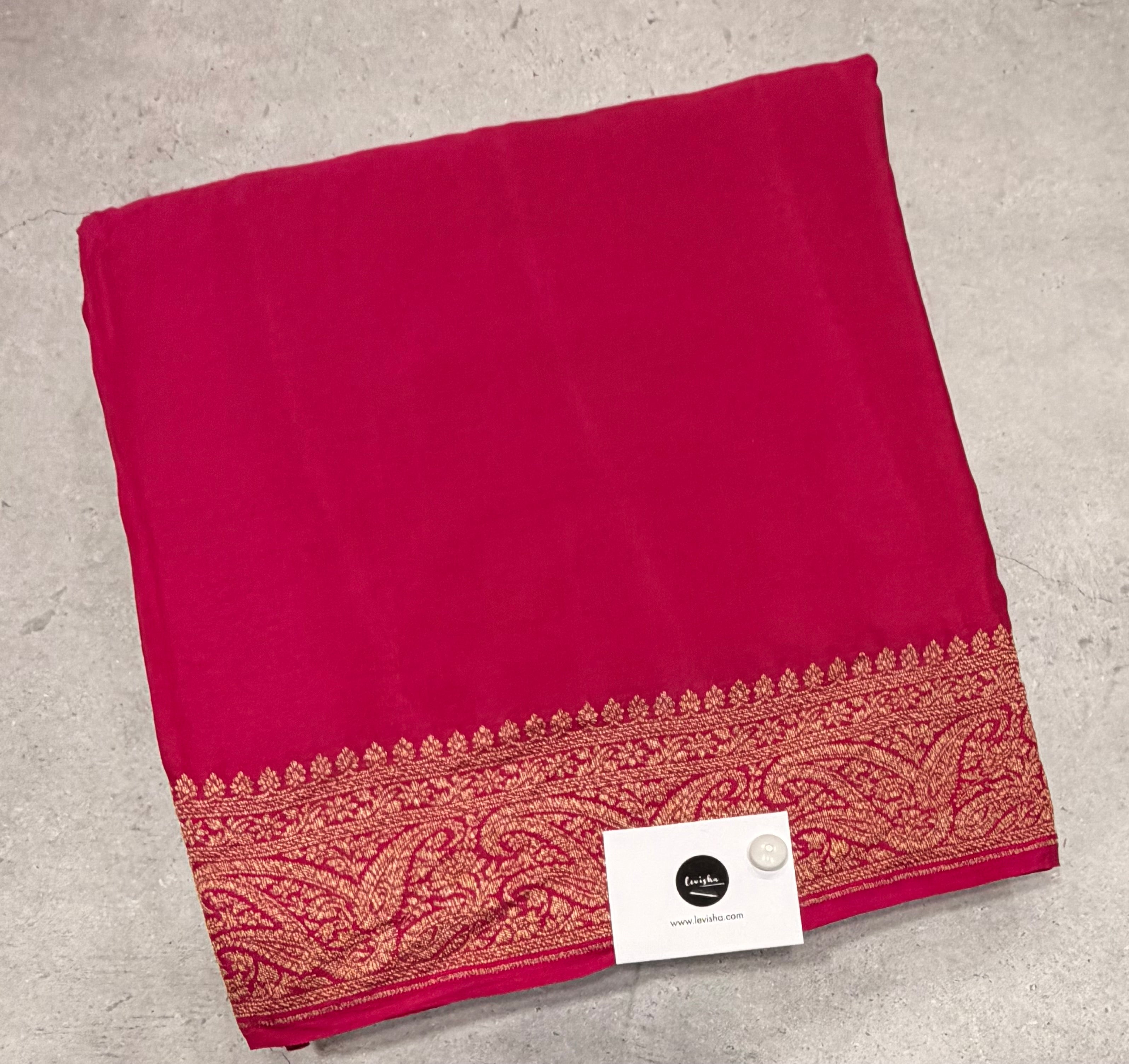 Rani pink pure benarasi crepe silk saree