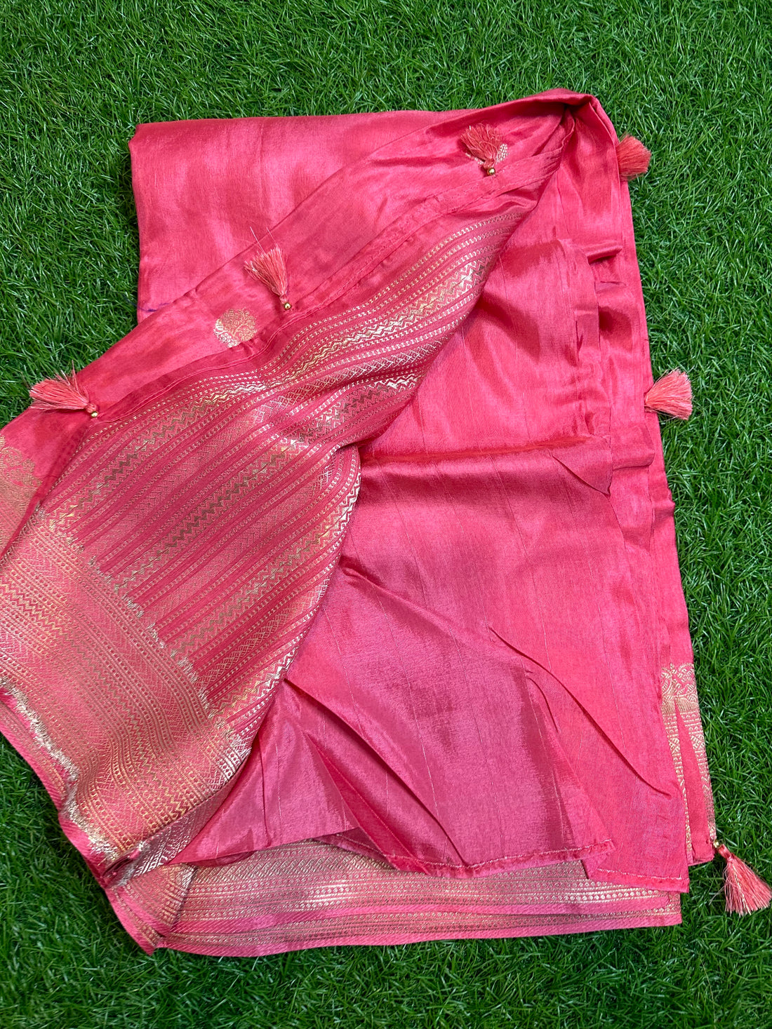 Pink dola silk saree with designer blouse