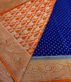 Blue n orange pure benarasi crepe silk saree