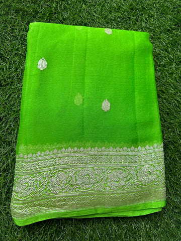 Parrot green pure chiffon.