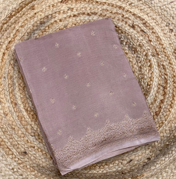 Pastel brown pure Banarasi crepe saree