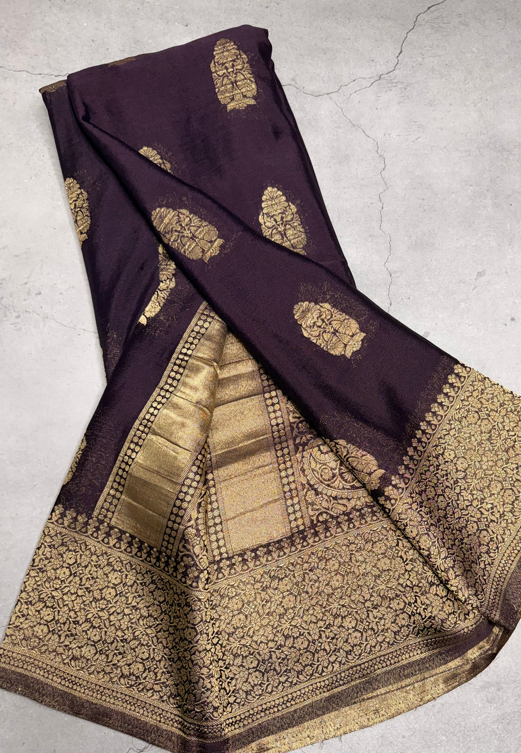 Dark navy blue big butta 107 designer soft crepe silk saree