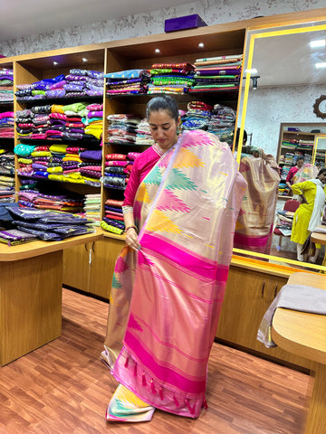 Kanchi tissue semi silk temple border