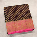 Brown small butta pure Banarasi khaddi georgette saree