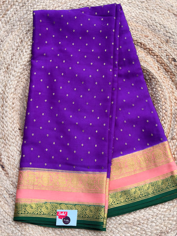 Purple and peach thousand butta pure crepe Banaras