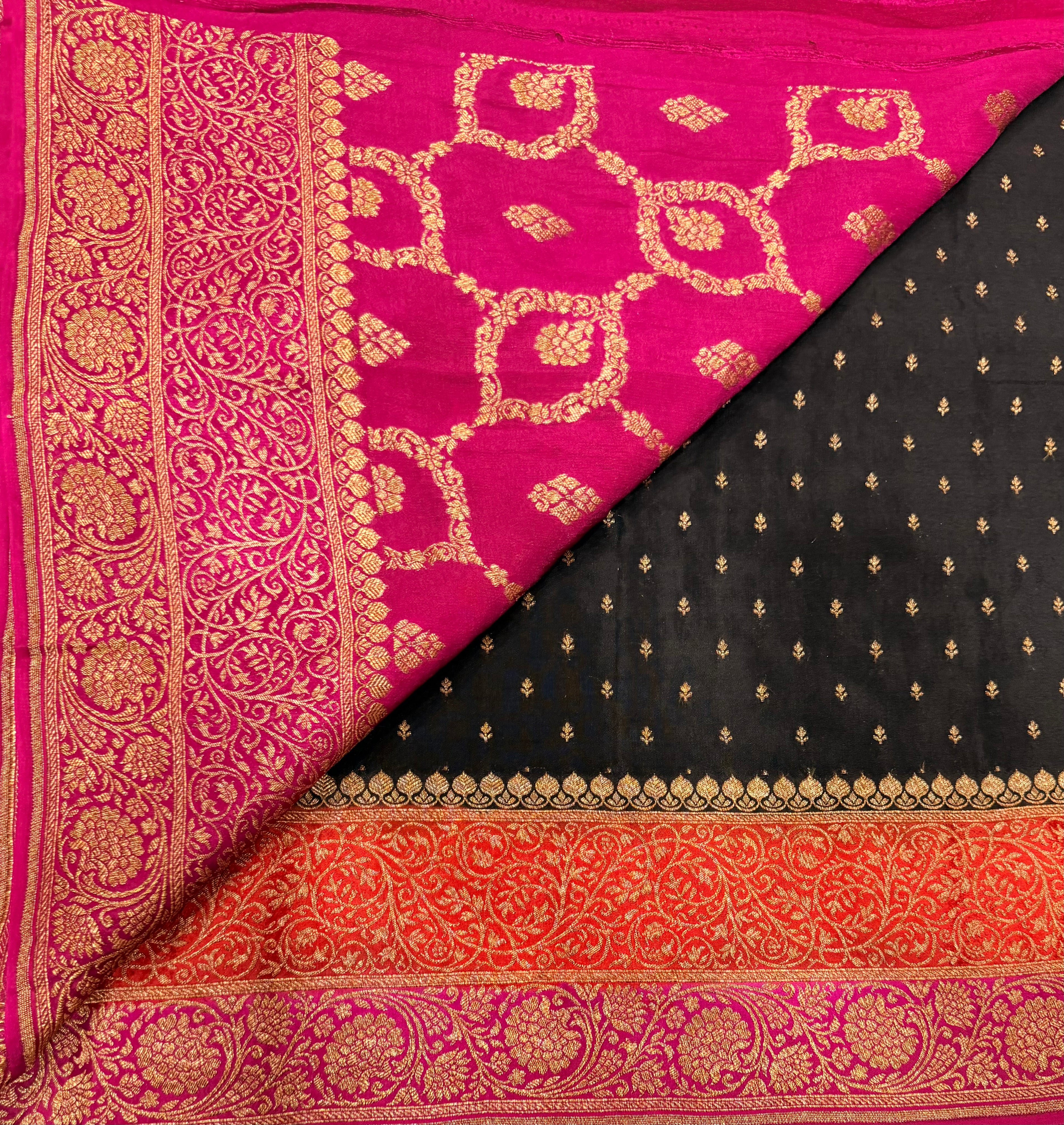 Black 3D pure benarasi crepe silk saree