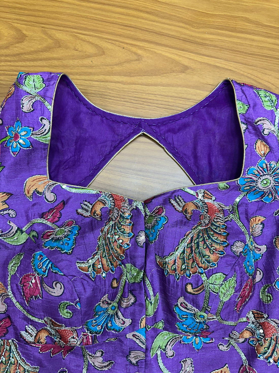 Lavender crepe kalamkari blouse