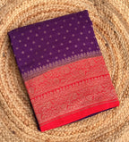 Purple n red small butta benarasi crepe saree