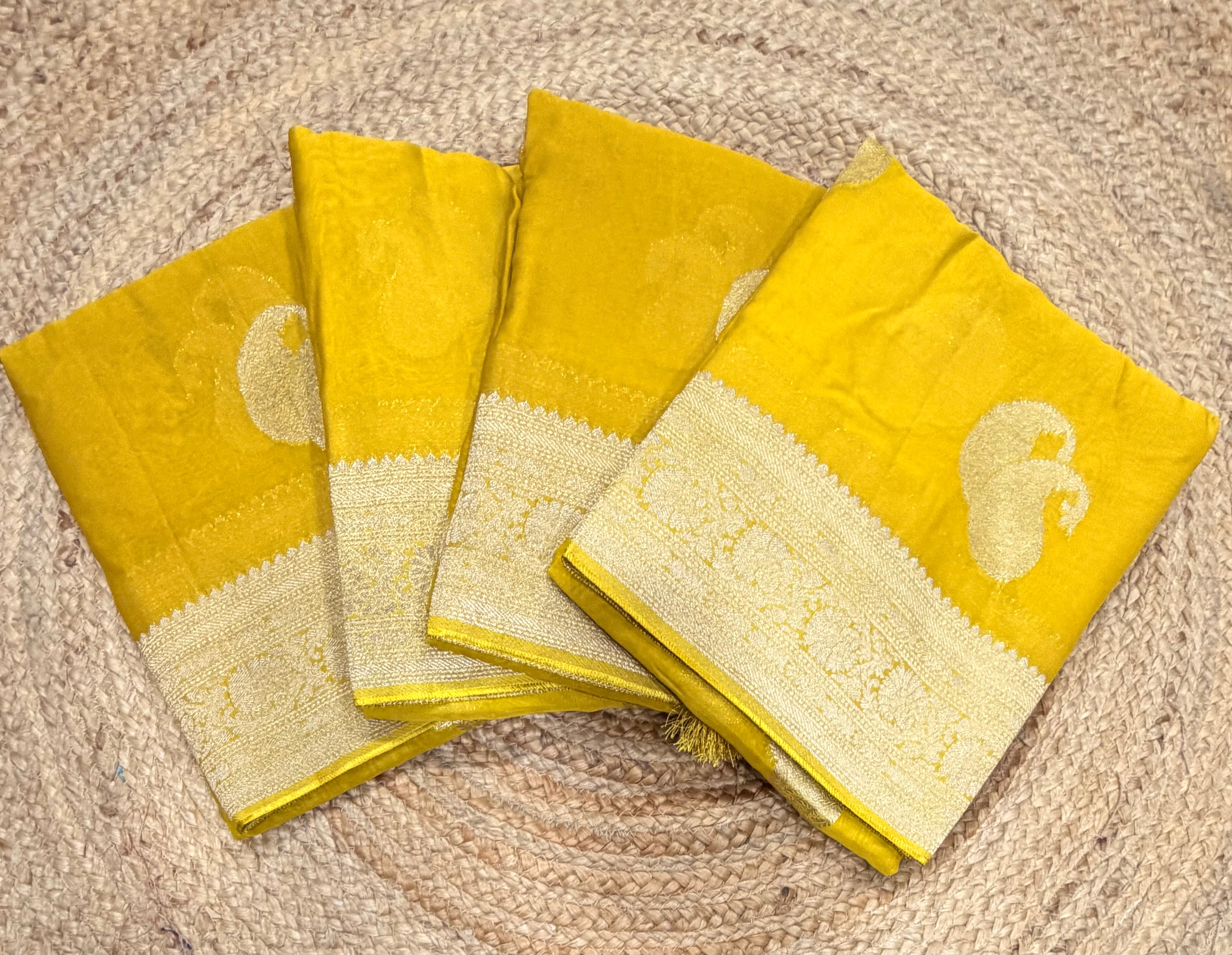 Yellow mango Butta georgette small border saree