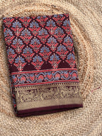 Pure Ajrak dola silk with premium zari