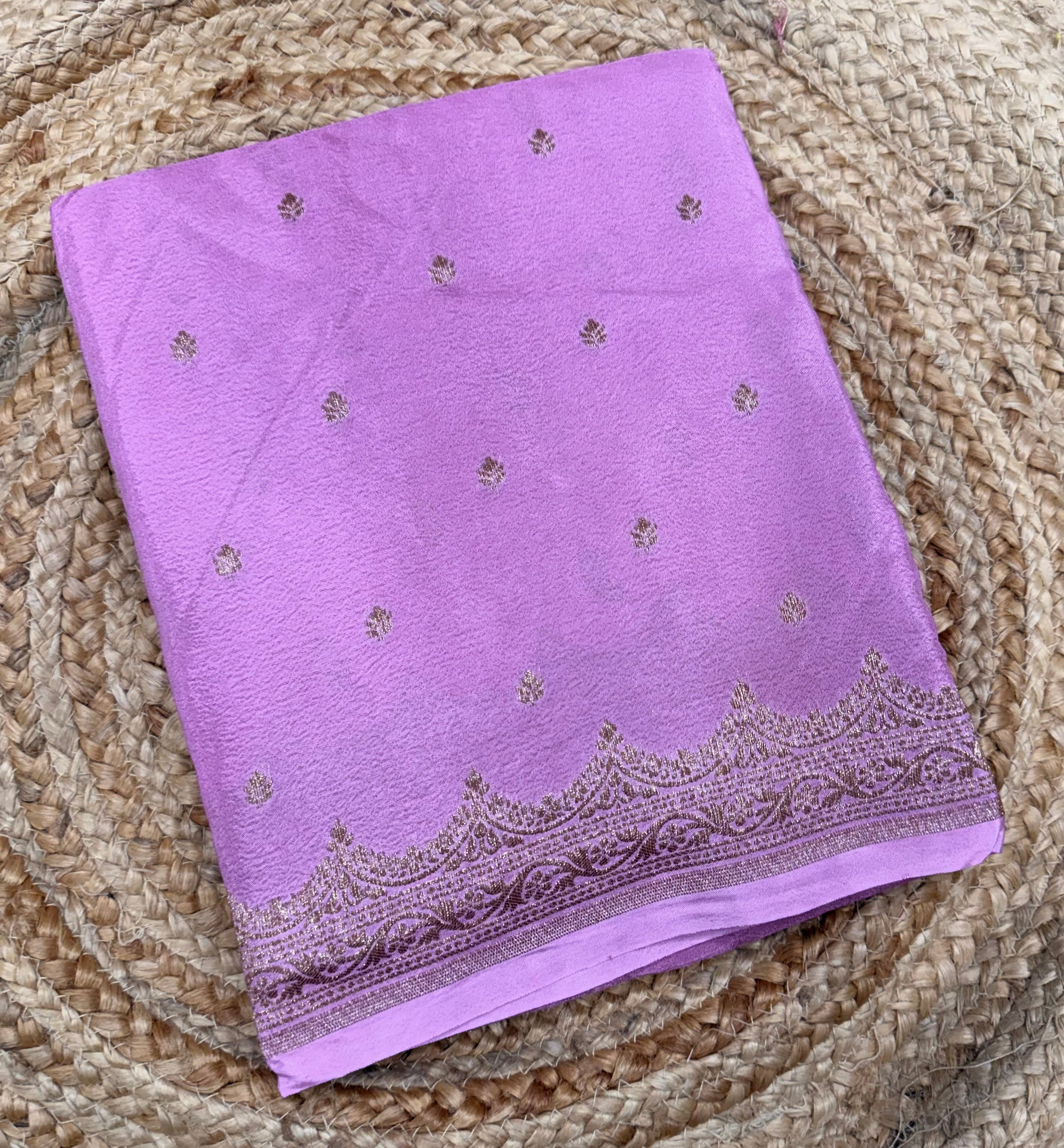 Onion Pink pure Banarasi crepe saree