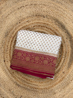 White and pink pure crepe Banaras sarees