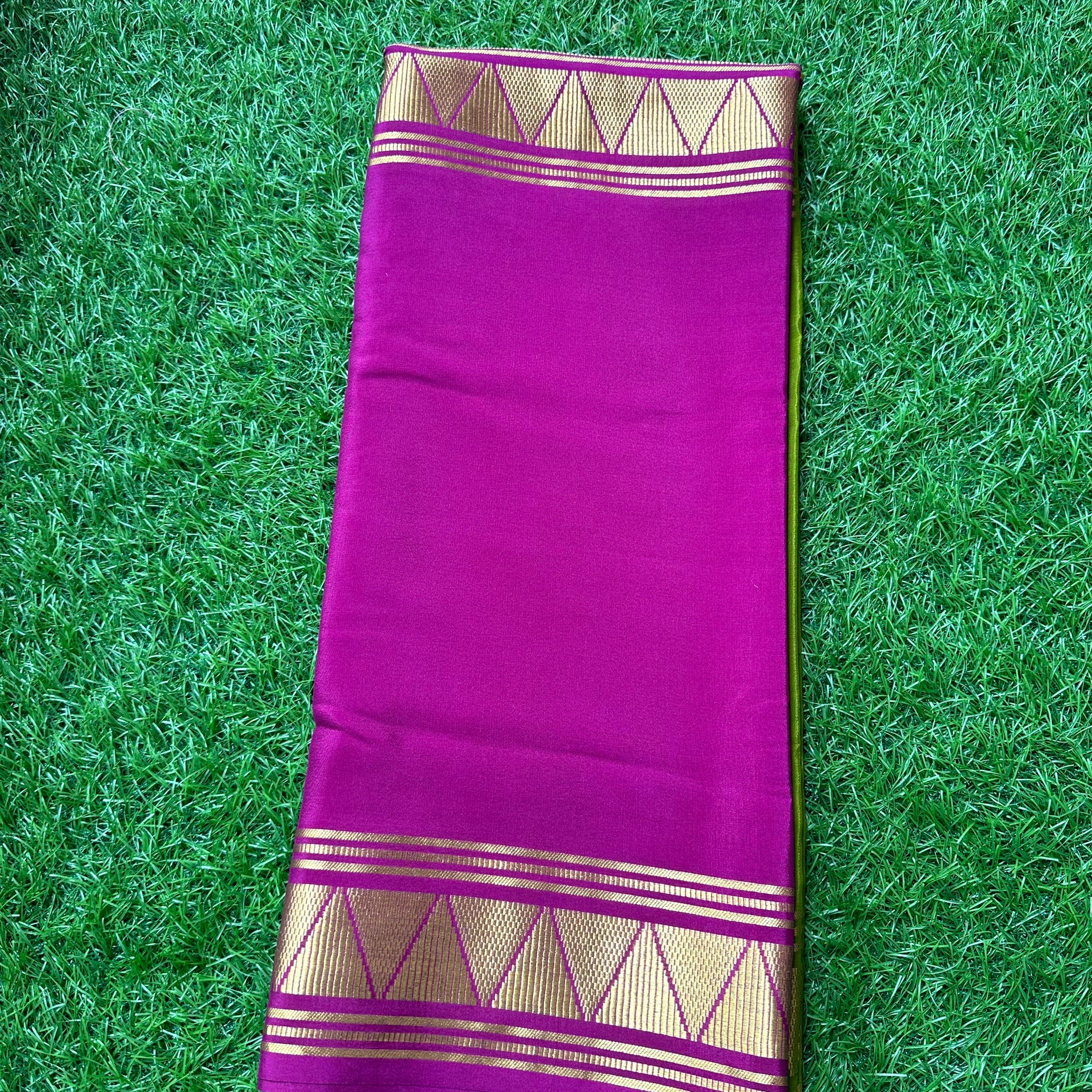 Green mejentha pure crepe half and half Mysore Silk sarees.