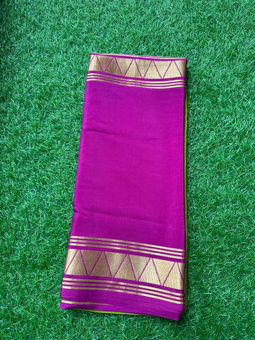 Green mejentha pure crepe half and half Mysore Silk sarees.