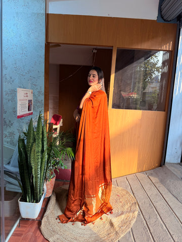 Rust orange pure modal Sarees
